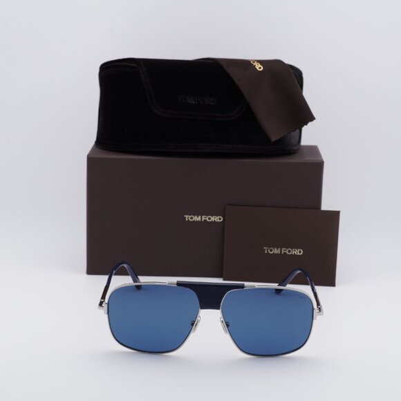 Tom Ford Tex FT1096 16V Aviator Sunglasses - Palladium/Blue - Picture 4 of 10